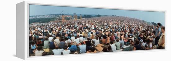 Seated Crowd Listening to Musicians Perform at Woodstock Music Festival-John Dominis-Framed Premier Image Canvas