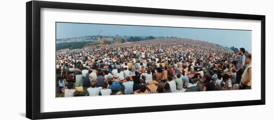 Seated Crowd Listening to Musicians Perform at Woodstock Music Festival-John Dominis-Framed Photographic Print