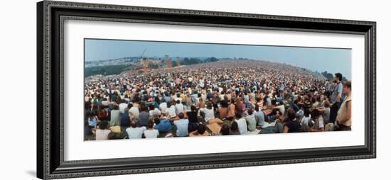 Seated Crowd Listening to Musicians Perform at Woodstock Music Festival-John Dominis-Framed Photographic Print