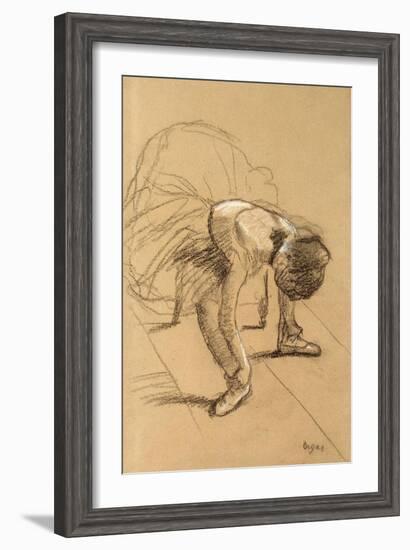 Seated Dancer Adiusting Her Shoes, C1876-Edgar Degas-Framed Giclee Print