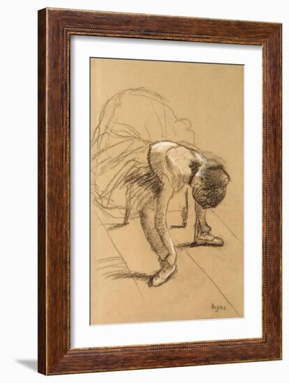 Seated Dancer Adiusting Her Shoes, C1876-Edgar Degas-Framed Giclee Print