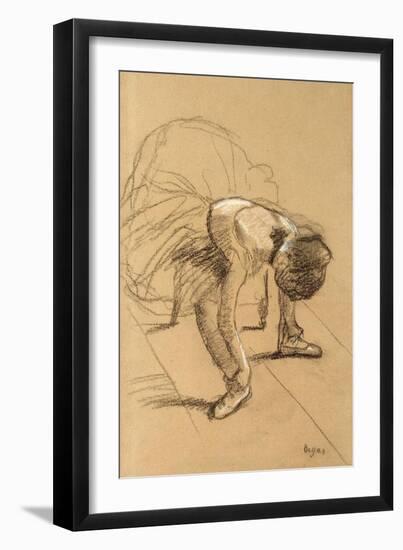 Seated Dancer Adiusting Her Shoes, C1876-Edgar Degas-Framed Giclee Print