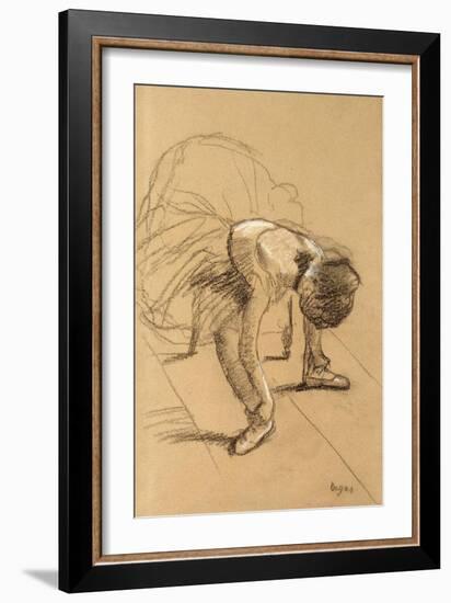 Seated Dancer Adiusting Her Shoes, C1876-Edgar Degas-Framed Giclee Print