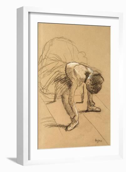 Seated Dancer Adiusting Her Shoes, C1876-Edgar Degas-Framed Giclee Print