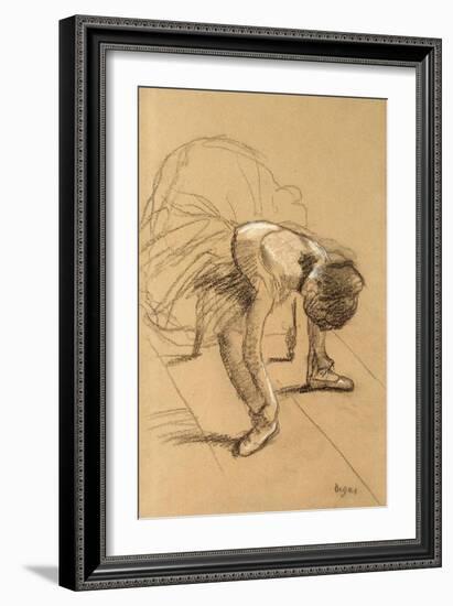 Seated Dancer Adiusting Her Shoes, C1876-Edgar Degas-Framed Giclee Print