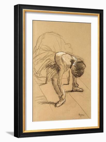 Seated Dancer Adiusting Her Shoes, C1876-Edgar Degas-Framed Giclee Print