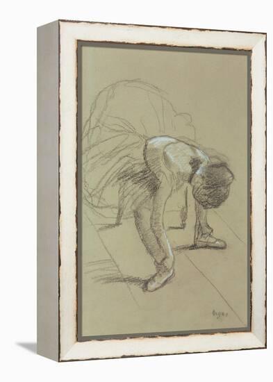 Seated Dancer Adjusting Her Shoes, circa 1890-Edgar Degas-Framed Premier Image Canvas