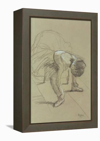 Seated Dancer Adjusting Her Shoes, circa 1890-Edgar Degas-Framed Premier Image Canvas