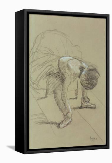 Seated Dancer Adjusting Her Shoes, circa 1890-Edgar Degas-Framed Premier Image Canvas