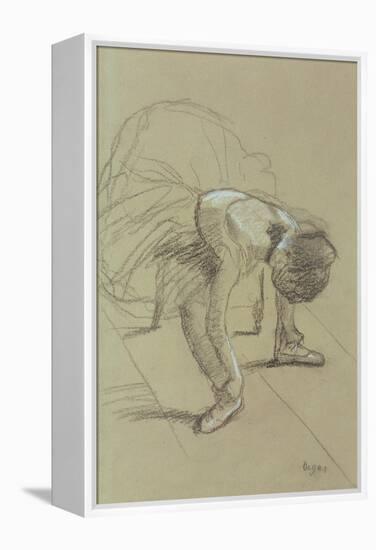 Seated Dancer Adjusting Her Shoes, circa 1890-Edgar Degas-Framed Premier Image Canvas