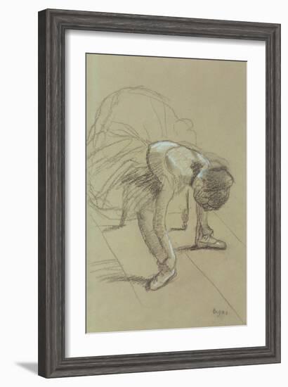 Seated Dancer Adjusting Her Shoes, circa 1890-Edgar Degas-Framed Giclee Print