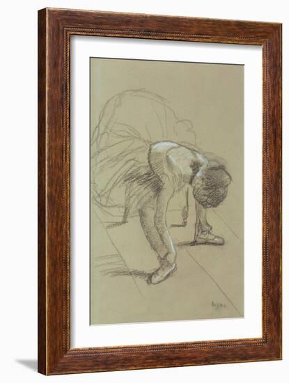 Seated Dancer Adjusting Her Shoes, circa 1890-Edgar Degas-Framed Giclee Print