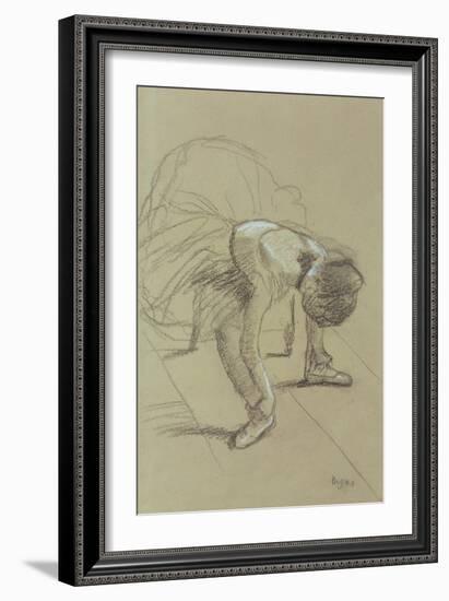 Seated Dancer Adjusting Her Shoes, circa 1890-Edgar Degas-Framed Giclee Print