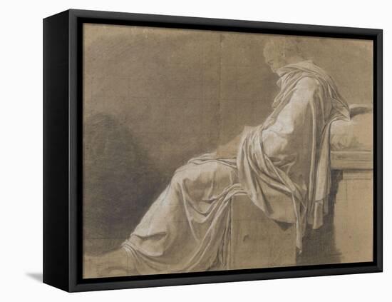 Seated, Drapery Study (Plato for "Death of Socrates")-Jacques-Louis David-Framed Premier Image Canvas