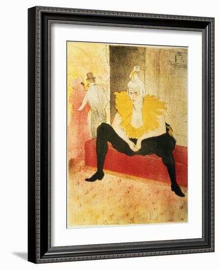 Seated Female Clown, Mlle. Cha-U-Kao, 1896-Henri de Toulouse-Lautrec-Framed Giclee Print