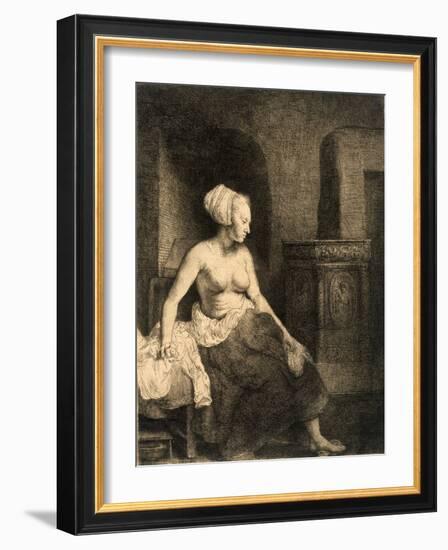 Seated Female Nude, 1658-Rembrandt van Rijn-Framed Giclee Print