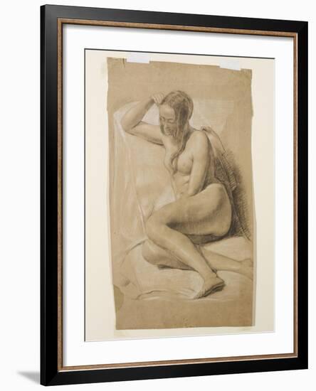 Seated Female Nude, 1847 (Black and White Chalk on Brown Paper)-John Everett Millais-Framed Giclee Print