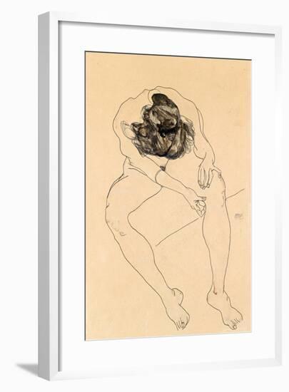 Seated Female Nude, 1912-Egon Schiele-Framed Giclee Print