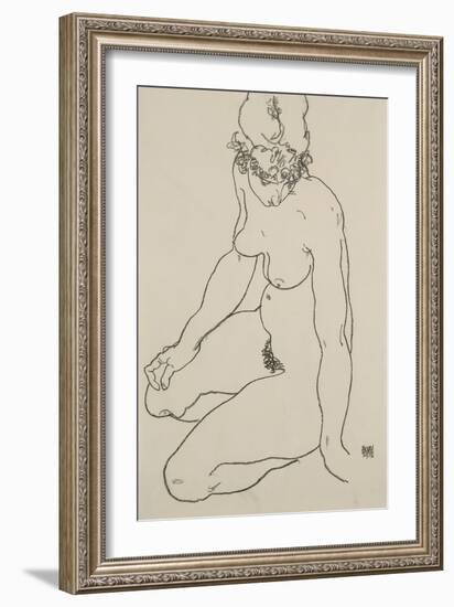 Seated Female Nude, 1918-Egon Schiele-Framed Giclee Print