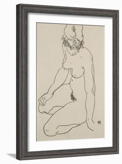 Seated Female Nude, 1918-Egon Schiele-Framed Giclee Print