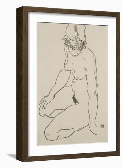 Seated Female Nude, 1918-Egon Schiele-Framed Giclee Print