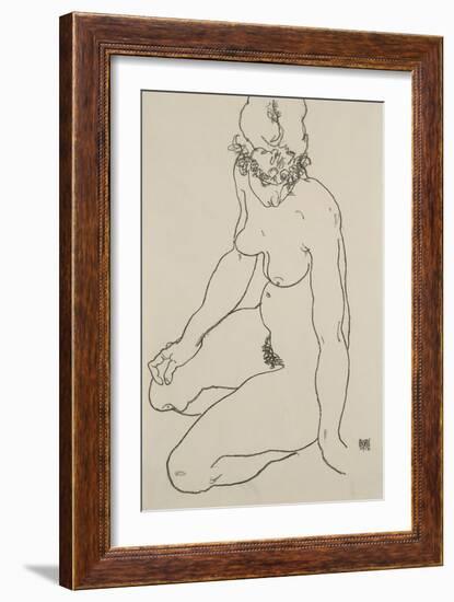 Seated Female Nude, 1918-Egon Schiele-Framed Giclee Print