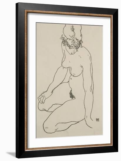 Seated Female Nude, 1918-Egon Schiele-Framed Giclee Print