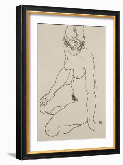 Seated Female Nude, 1918-Egon Schiele-Framed Giclee Print