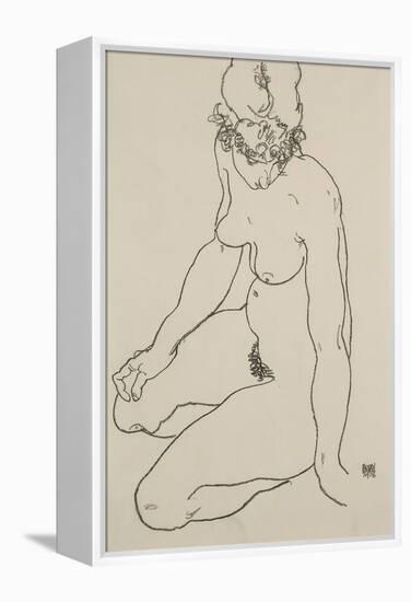 Seated Female Nude, 1918-Egon Schiele-Framed Premier Image Canvas