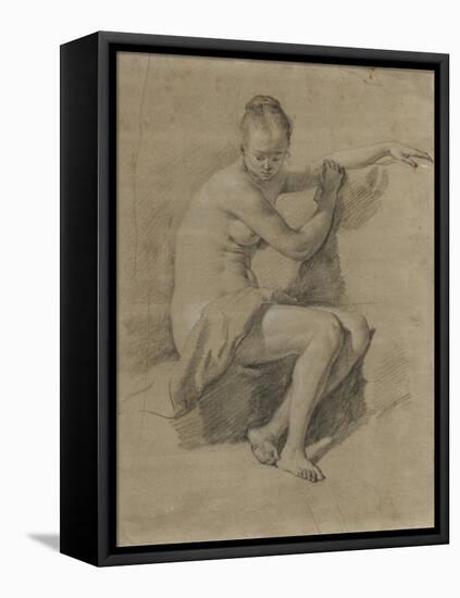 Seated female nude, c.1660-70-Adriaen van de Velde-Framed Premier Image Canvas