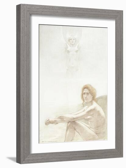 Seated Female Nude with Ghostly Female Figure in the Background, 1897-Armand Rassenfosse-Framed Giclee Print