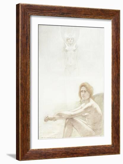 Seated Female Nude with Ghostly Female Figure in the Background, 1897-Armand Rassenfosse-Framed Giclee Print