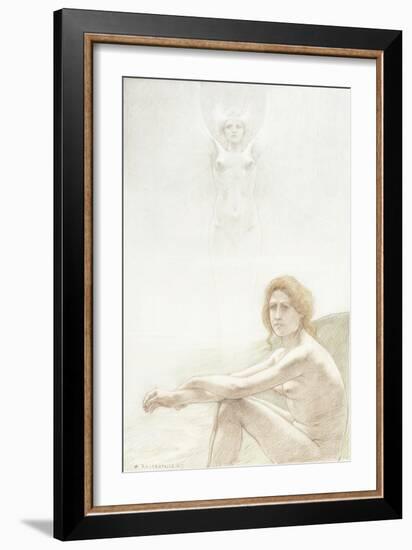 Seated Female Nude with Ghostly Female Figure in the Background, 1897-Armand Rassenfosse-Framed Giclee Print