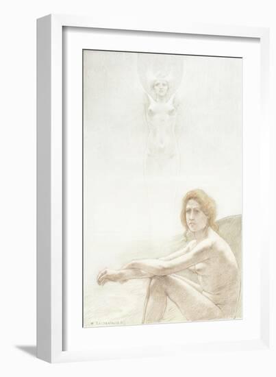 Seated Female Nude with Ghostly Female Figure in the Background, 1897-Armand Rassenfosse-Framed Giclee Print