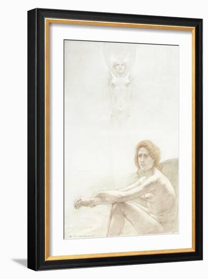 Seated Female Nude with Ghostly Female Figure in the Background, 1897-Armand Rassenfosse-Framed Giclee Print