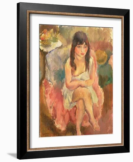 Seated Figure, 1914 (Oil on Canvas)-Jules Pascin-Framed Giclee Print