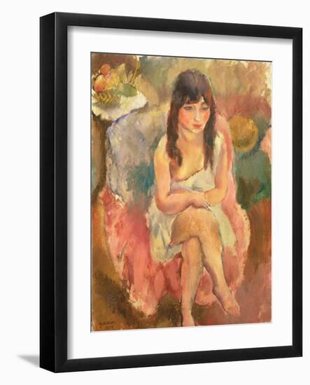 Seated Figure, 1914 (Oil on Canvas)-Jules Pascin-Framed Giclee Print