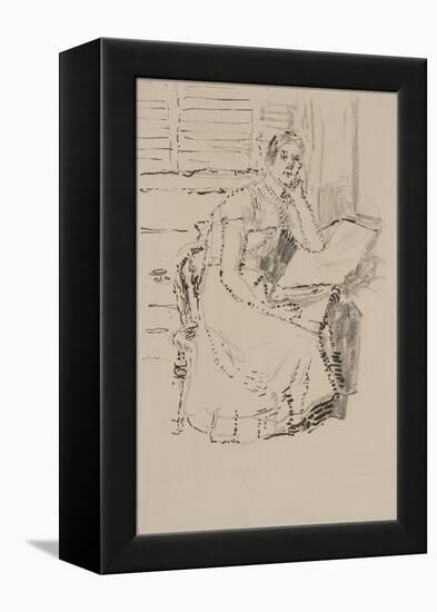 Seated Figure (Pen & Ink with Charcoal on Paper)-Walter Richard Sickert-Framed Premier Image Canvas