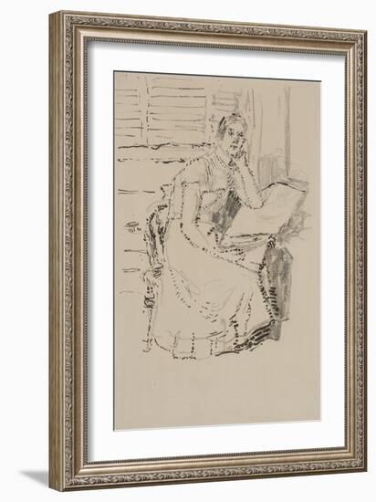 Seated Figure (Pen & Ink with Charcoal on Paper)-Walter Richard Sickert-Framed Giclee Print