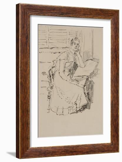 Seated Figure (Pen & Ink with Charcoal on Paper)-Walter Richard Sickert-Framed Giclee Print