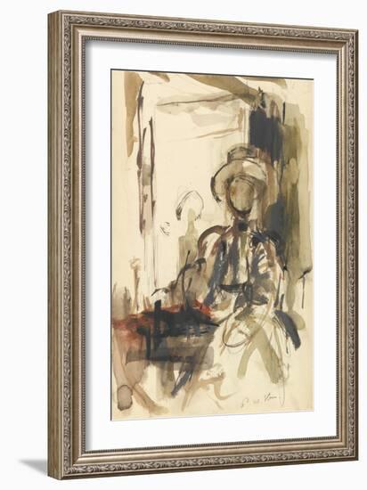 Seated Figure: Woman Seated, Wearing a Hat-Philip Wilson Steer-Framed Giclee Print