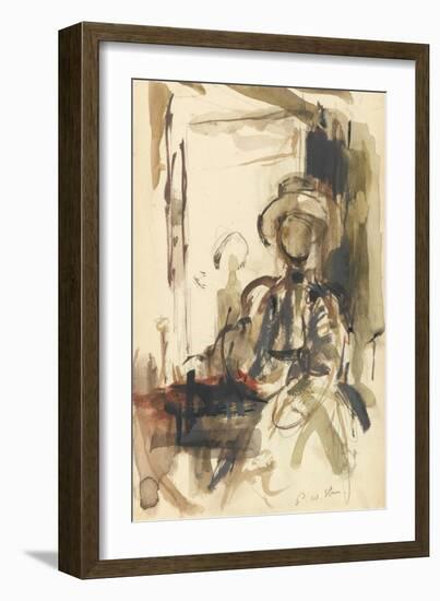 Seated Figure: Woman Seated, Wearing a Hat-Philip Wilson Steer-Framed Giclee Print