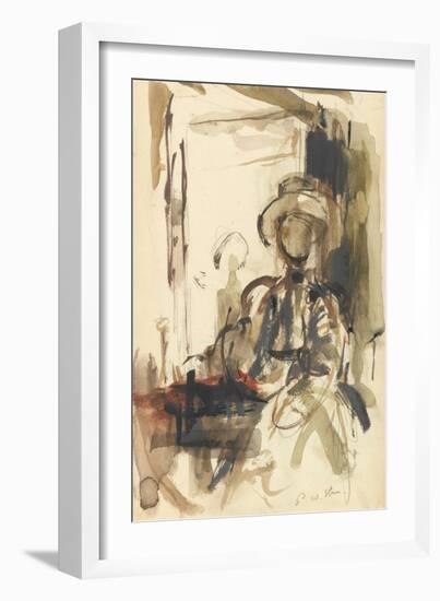 Seated Figure: Woman Seated, Wearing a Hat-Philip Wilson Steer-Framed Giclee Print