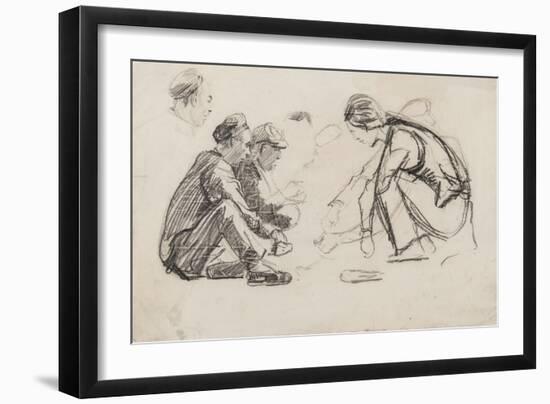 Seated Figures (Pencil on Paper)-Joseph Crawhall-Framed Giclee Print