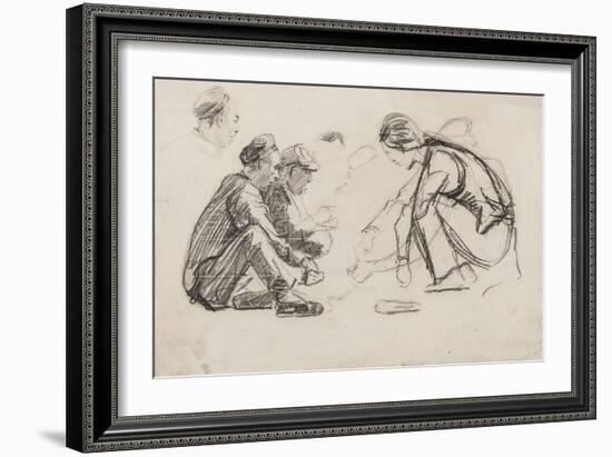 Seated Figures (Pencil on Paper)-Joseph Crawhall-Framed Giclee Print