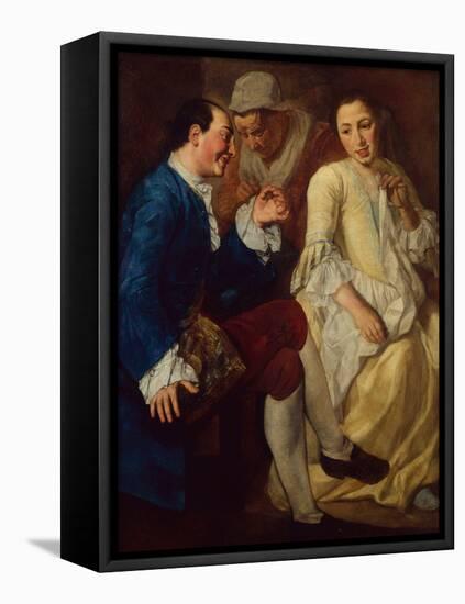 Seated Gentleman talking to a Young Woman-Gaspare Traversi-Framed Premier Image Canvas