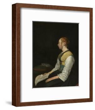 Seated Girl in Peasant Costume, c. 1650-60-Gerard ter Borch or Terborch-Framed Giclee Print