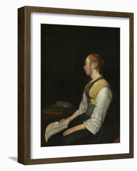 Seated Girl in Peasant Costume, c. 1650-60-Gerard ter Borch or Terborch-Framed Giclee Print