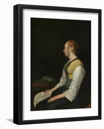 Seated Girl in Peasant Costume, c. 1650-60-Gerard ter Borch or Terborch-Framed Giclee Print