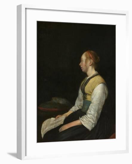 Seated Girl in Peasant Costume, c. 1650-60-Gerard ter Borch or Terborch-Framed Giclee Print